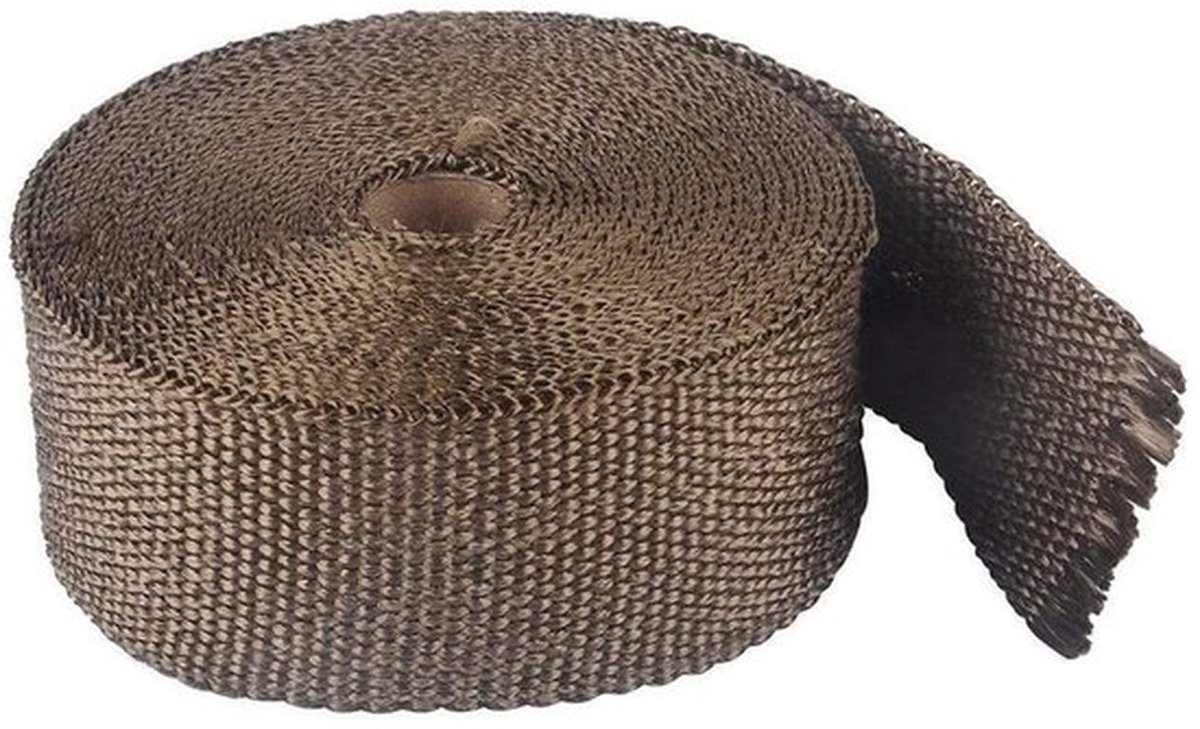 Uitlaatband 5cm x 5m - Thermische Isolatie - Verhitbescherming - Hoogwaardige Glasvezel - Inclusief 6 Roestvrij Stalen Kabelbinders - Temperatuurreductie tot 70% - Uitlaatisolatie