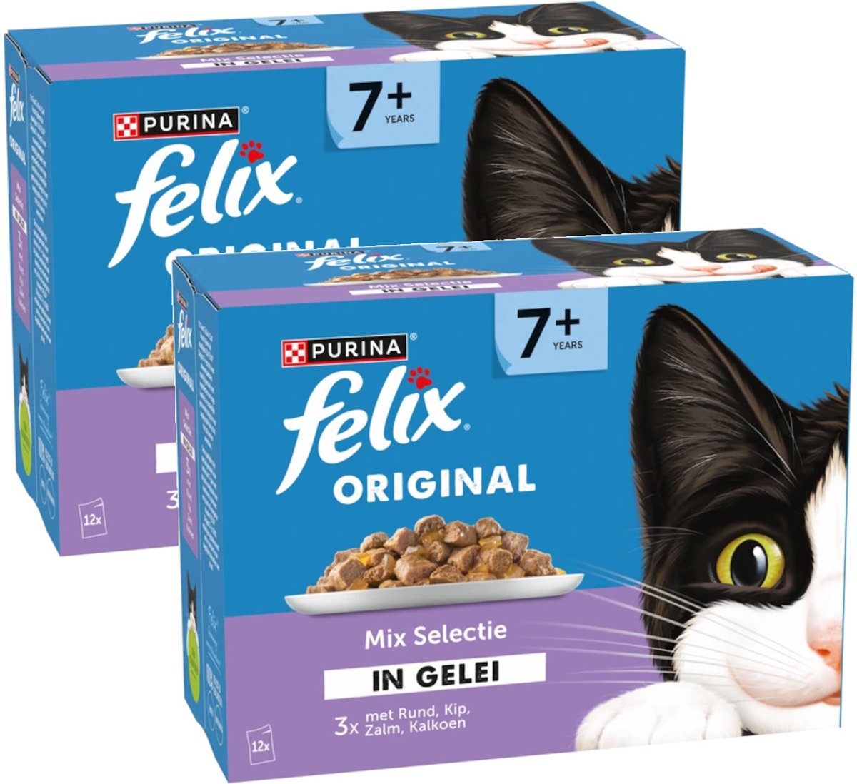 Felix Felix Original Senior 7+ Mix Selectie Gelei - Multipack - Katten Natvoer - 2040g (2x12x85g)