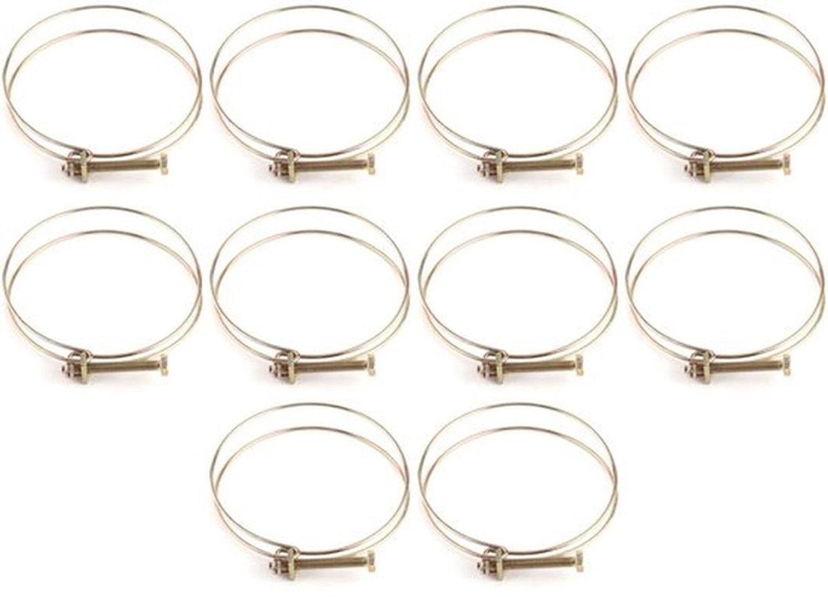 Slangklemmen Assortiment 10 Stuks - RVS - Verstelbaar - Dubbele Beugel - Waterdicht - Sterke Klemkracht - Galvaniseerd - Slangclips