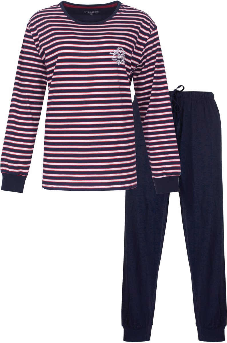 Irresistible Dames Pyjama - Lange Mouwen - Donker Blauw - Maat S