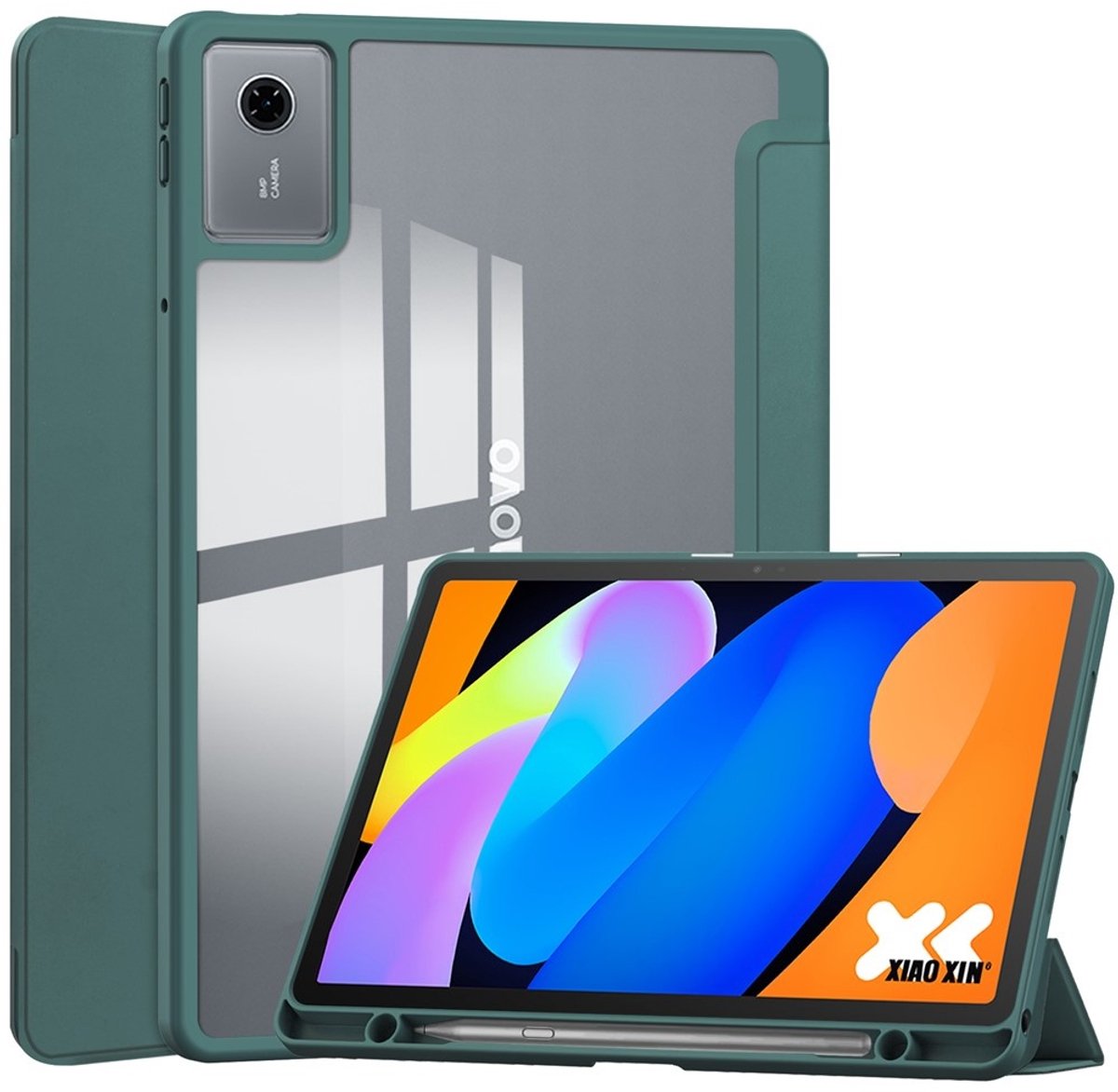 Coverup Tablethoes geschikt voor Lenovo Idea Tab 11 Hoesje - Tri-Fold Folio Case met Wake/Sleep en Stylus-houder - Groen