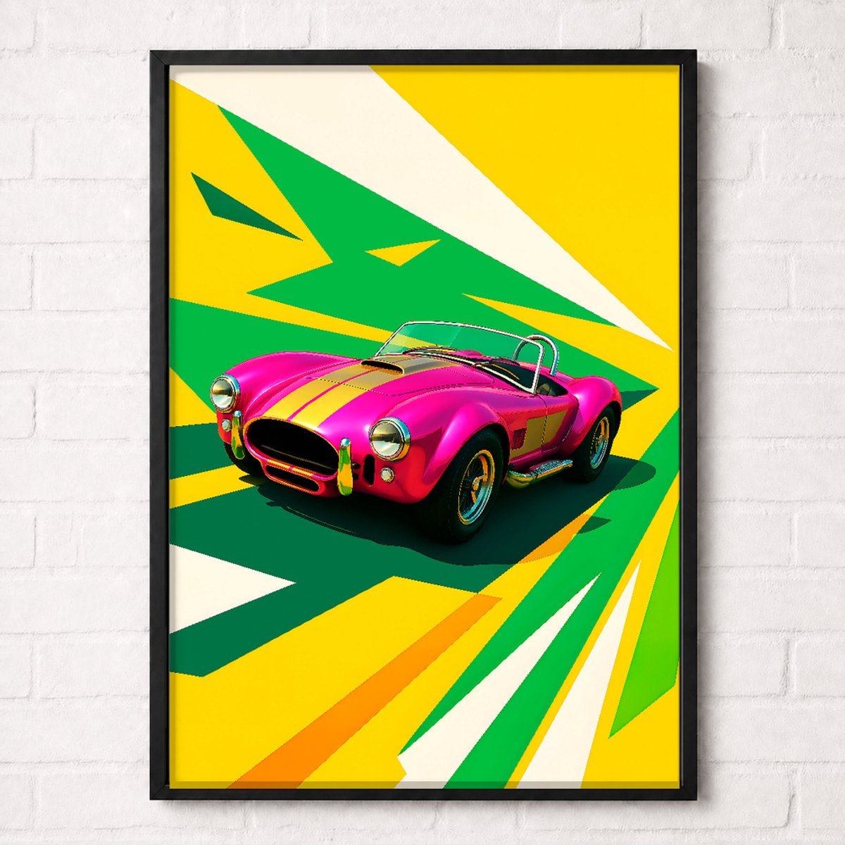 Raceauto Poster - Roze Klassieke Cabrio Raceauto - Classic Racing Collection - Posters voor Autoliefhebbers - A2+ 43,2 x 61 cm