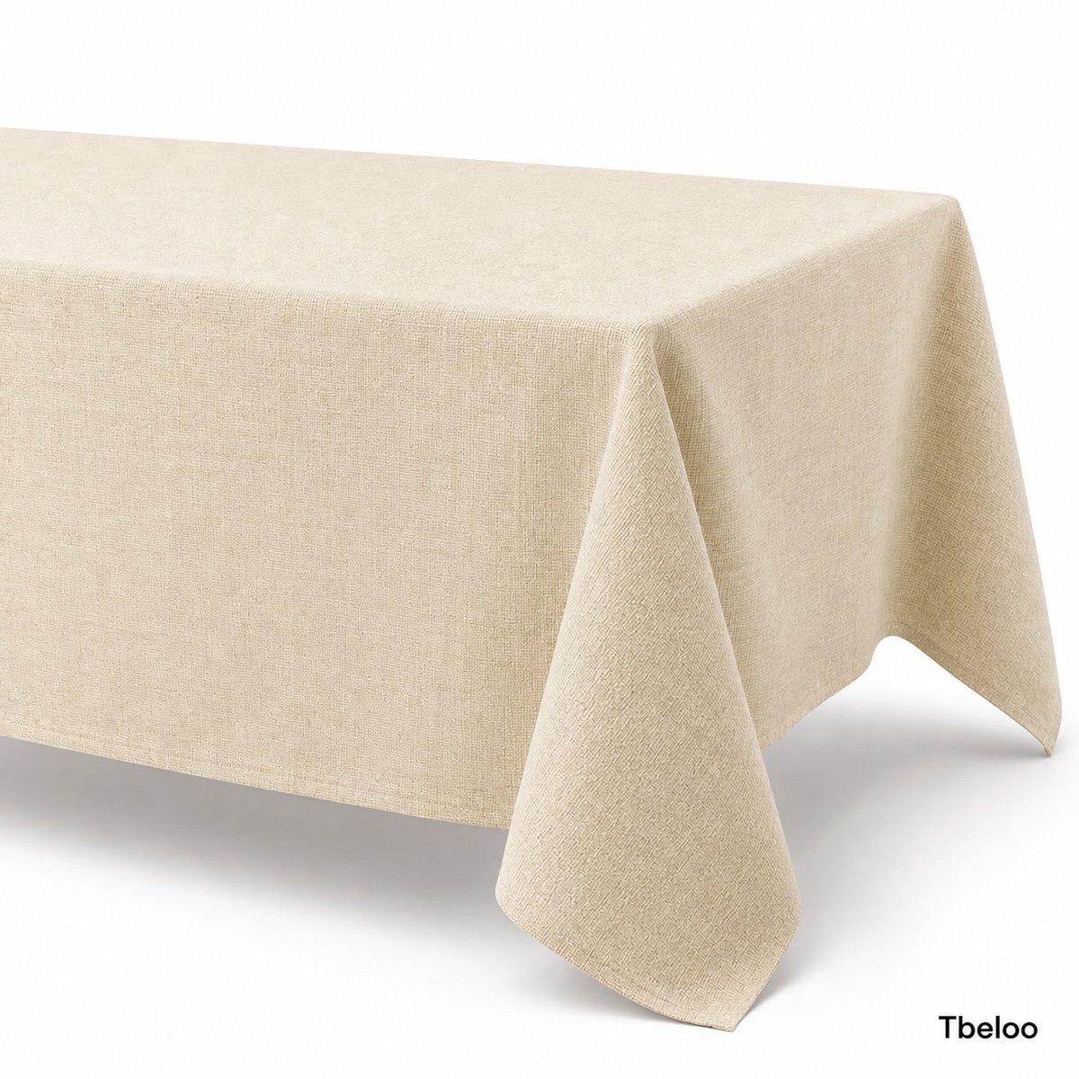 Tbeloo Tafelkleed linnenlook waterdicht lotuseffect 130 x 160 cm crème | Rechthoekig, afneembaar voor eettafel, keuken en feestelijke gelegenheden
