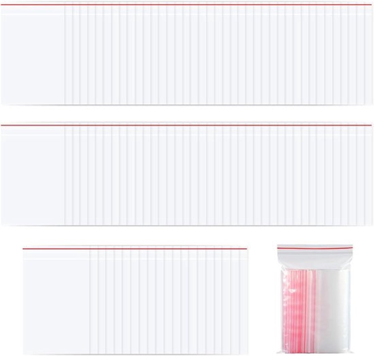 100 Stuks Ritszakken, Herbruikbare Duidelijke Plastic Zakjes voor Voedsel, Keuken en Sieradenopslag, Ideaal voor Knutselen en Beads