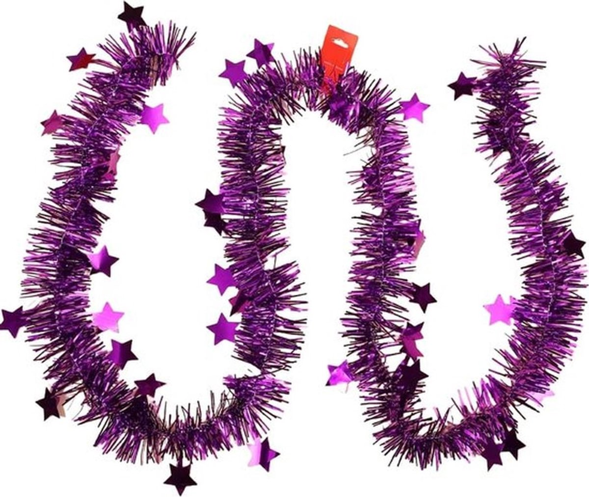 - Glanzende folie kerstslinger - 10 meter - Ster - Lametta - Slinger - Kerstdecoratie - Hangdecoratie - Bruiloft - Kerstmis - Oudejaarsavond - Verjaardag - Feest - Carnaval - Decoratie - Paars