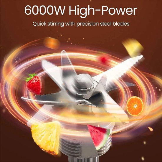 Chelsey-Store - Smoothie maker - Blender - Tafelblender - Krachtige Mixer - RVS - 6000 Watt - 2,5 Liter - Zilver-Zwart van Chelsey-store — afbeelding 3