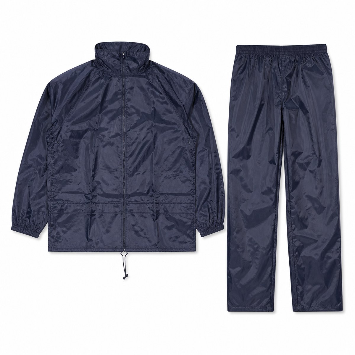 Regenpak blauw - jas en broek - maat XXL - met capuchon en opbergzak