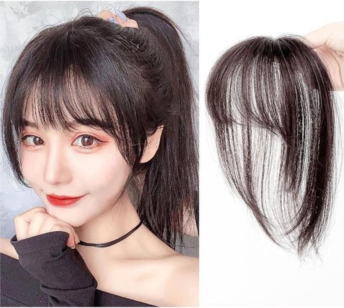 Modieuze Clip-in Haarverlenging - Ademende - Lichtgewicht - Pony-inzetstuk - Franse Pony - Praktisch Stylingaccessoire - Haarstuk - Dames - Donkerbruin - Geschikt voor Feestelijke Gelegenheden - Pony-pruik - Designoptie.