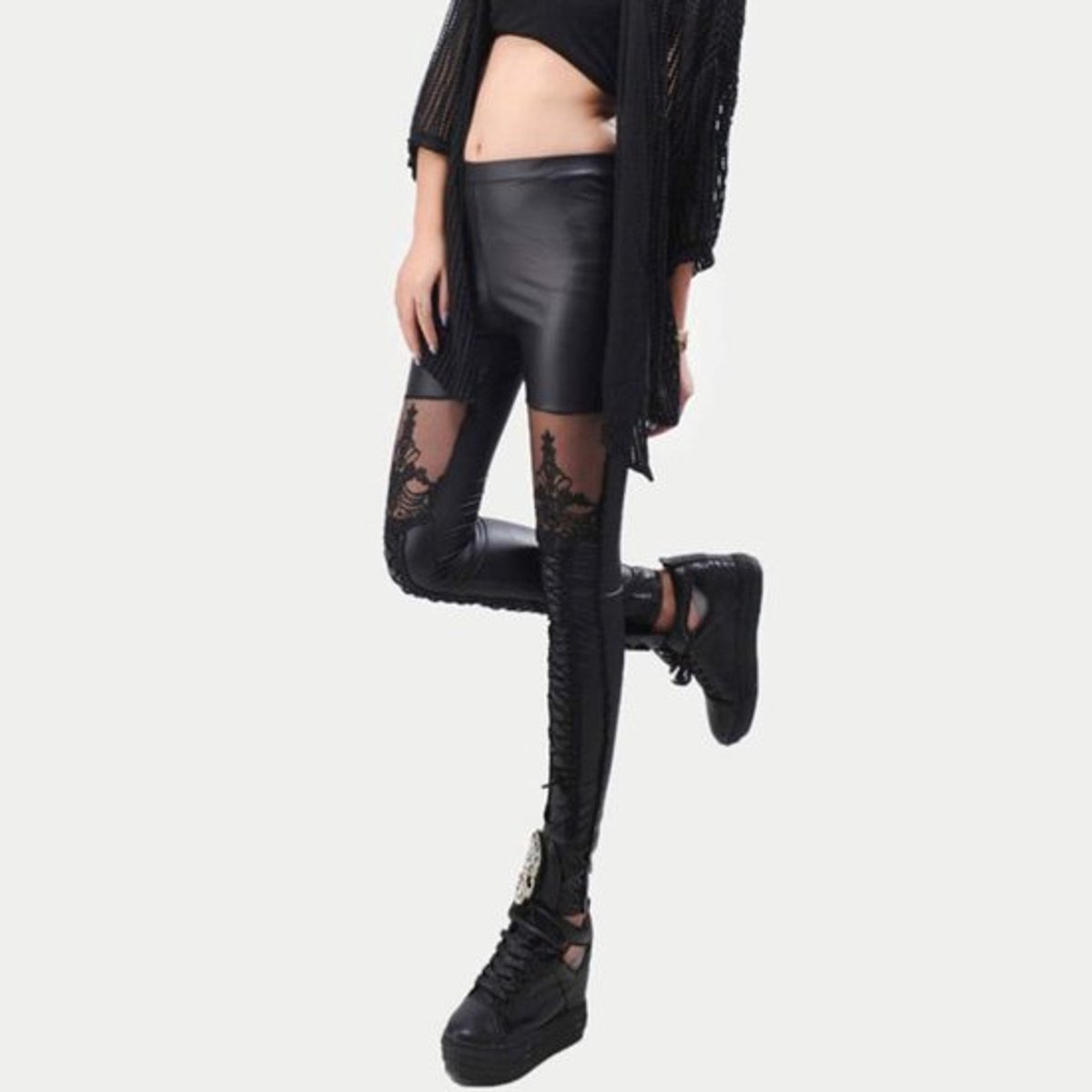 Leggings Hoog Getailleerd - Leren Legging - Gothic Punkbroek - Ademend - Comfortabel - Duurzaam Materiaal - Buisbroek
