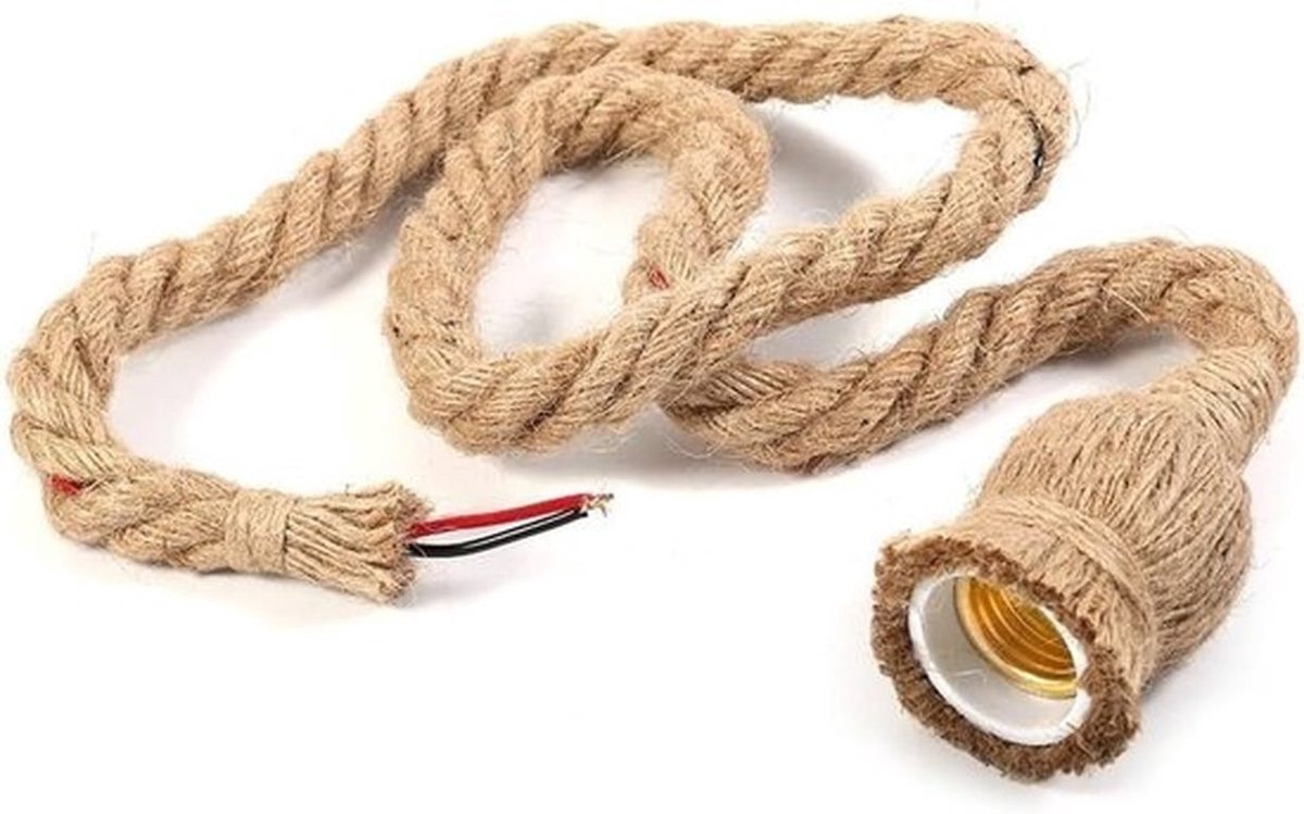 Vintage Rope Hanglamp 100cm E27 voor Retro Industrieel Interieur in Restaurant, Bar en Café - Enkelvoudige Kop zonder Lamp