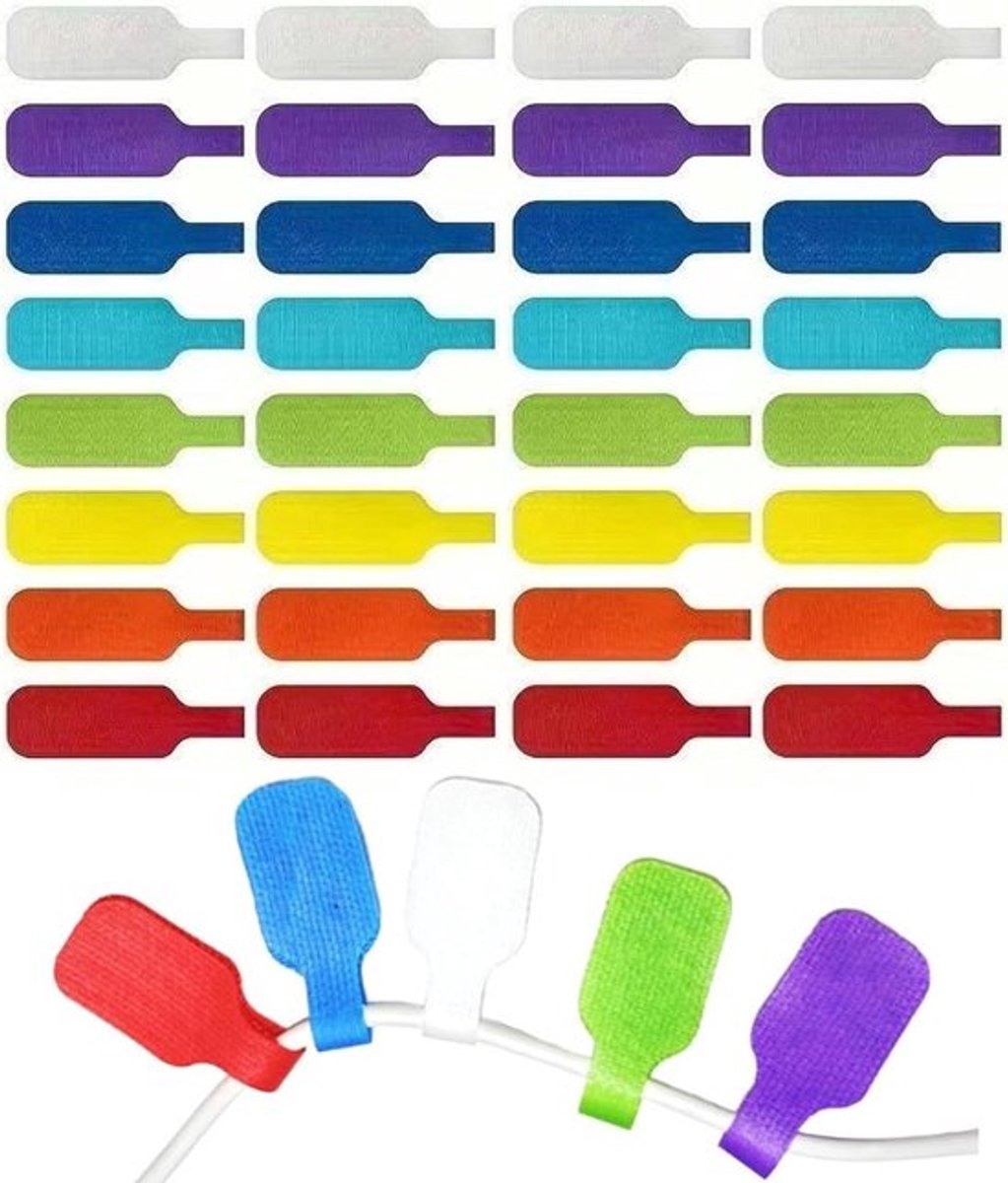 32 Stuks Herbruikbare Kabel Labels - Grote Formaat 4.5x2cm Schrijfbare Labels voor Thuisbioscoop, Serverkasten en Kantoorbedrading