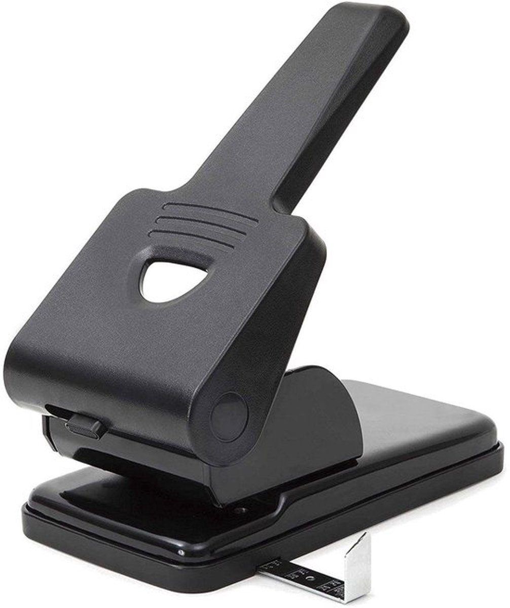 Zware perforator - perforatie - zwart - 2 gaten - capaciteit - 70 vellen - afstand tussen gaten - 8 cm - tafelmodel - thuis - kantoor - school - handvat - afsuitbaar - geschikt voor papier - extra krachtige perforator.