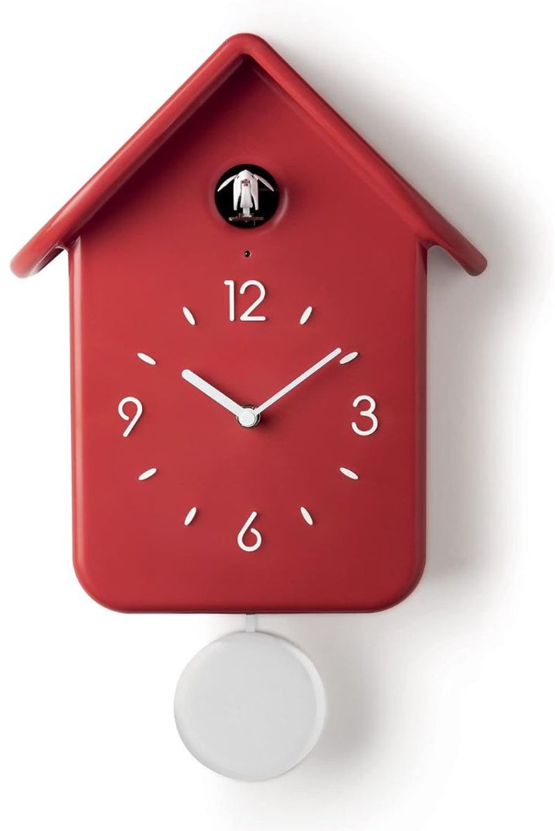 NIVA® Koekoek Klok - Minimalistische Koekoeksklok - Koekoeksklok Modern - Rood - 25cm x 12cm x 39cm