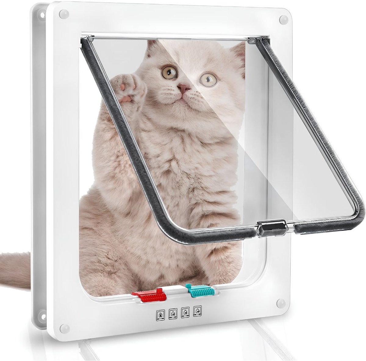 NIVA® Kattenluik - Kattenluik met Tunnel en Magnetische Sluiting - Kattenluik Binnendeur - Wit - 25cm × 24cm × 6cm