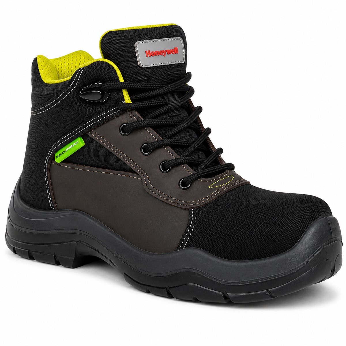 Honeywell Bacou Peak AMG S3 CI SRC Veiligheidsschoenen – Werkschoenen Hoog – Composiet Neus – Antiperforatiezool – Zwart/Bruin – Maat 38