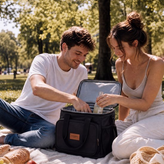 Rheinberg - Koeltas 15L - Geïsoleerde Koeltas - Lekvrij & Waterdicht - Met Schouderband - Koeltas voor Strand, Picknick, Auto & Werk - Zwart van RHEINBERG — afbeelding 5