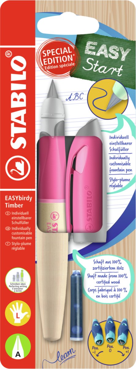 STABILO EASYbirdy Timber - Ergonomische Vulpen - Roze - A Punt Voor Linkshandigen