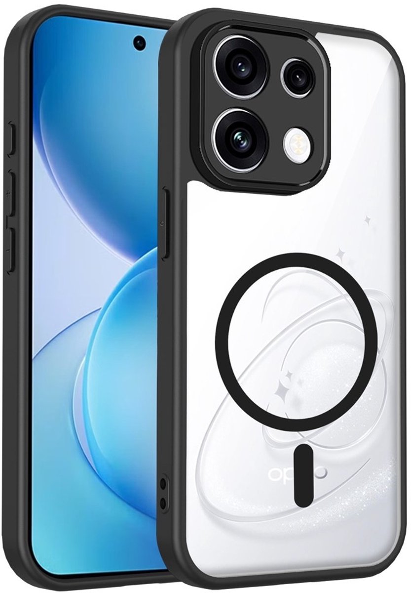 Coverup Hoesje - Geschikt voor OPPO Reno16 F Hoesje - Coverup Transparante Back Cover met Camera Cover - MagSafe Compatible - Zwart