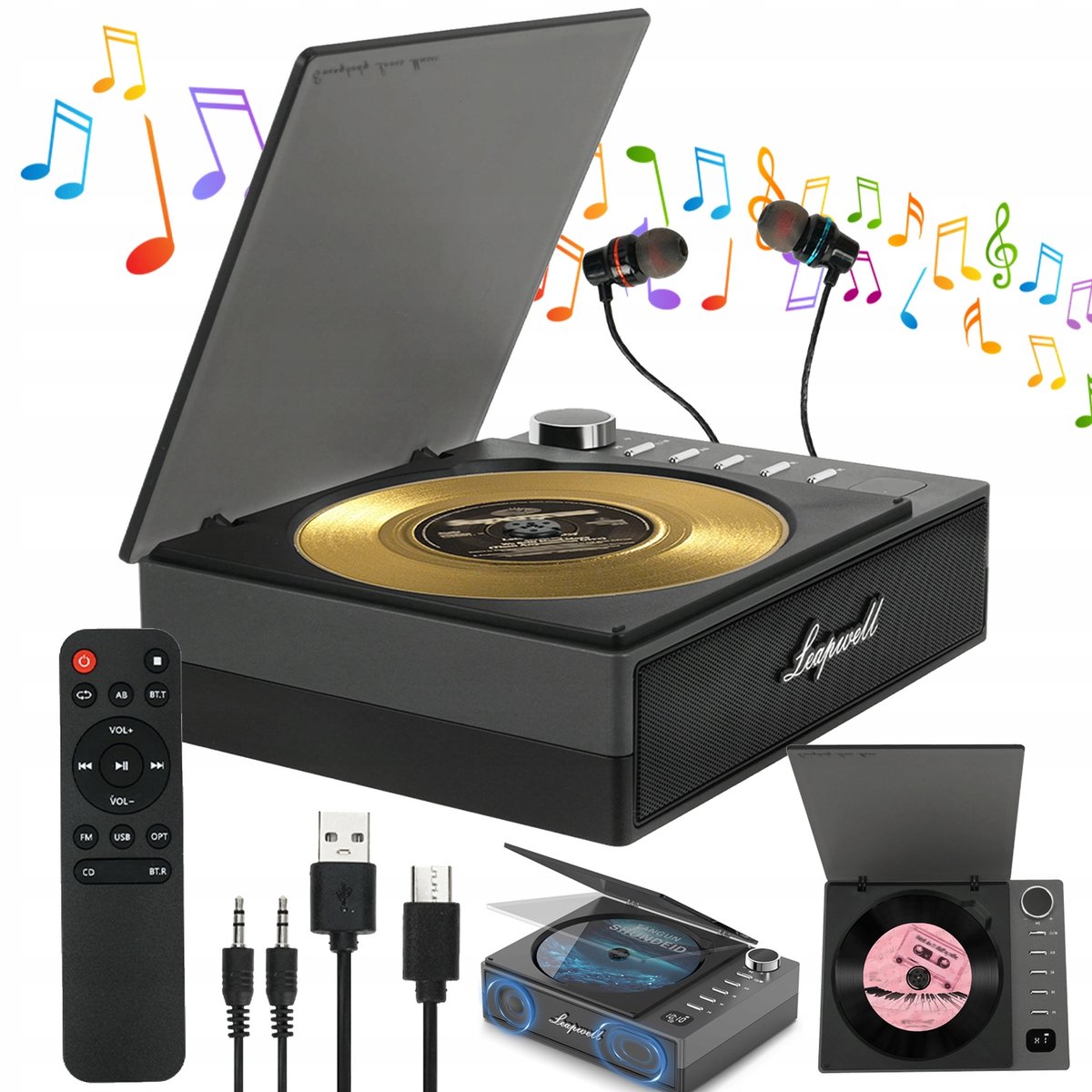 Multifunctionele CD Speler - Retro CD Speler - Draagbare CD Luidspreker - 7-in-1 - Bluetooth & FM & USB & AUX - Hi-Fi Stereo Geluid - Stofkap - 4000 mAh Oplaadbaar - Voor Thuis & Kantoor & Hotel & Auto