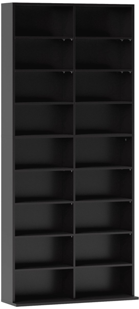Opbergkasten - Opbergrek voor 640 CD's - Blu-ray Plank met 18 Vakken en 14 Verstelbare Planken - Zwart