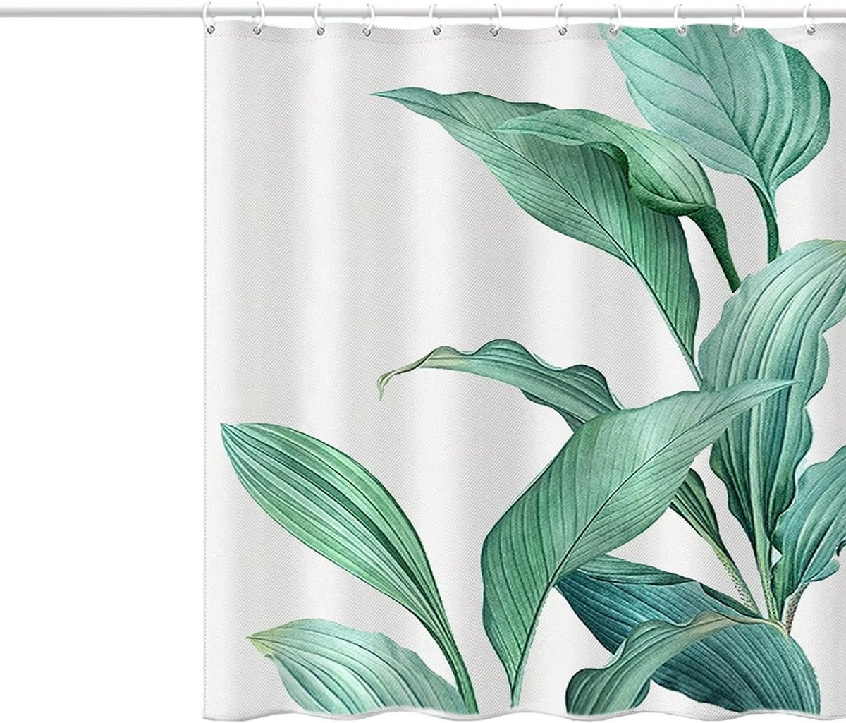 Douchegordijn Badkamer – Polyester Badkamer Gordijn met Haken, Waterafstotend en Decoratief - Groen - Maat W120xH180cm