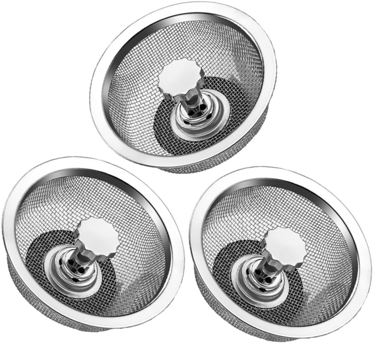 3 stuks - Roestvrijstalen Afvoerfilter - Afvoerzeef - Douchefilter - Dootsteen -Afvoerbescherming - Gootsteenfilter - Versterkte Anti-Verstopping Filter voor Keuken & Badkamer - Geschikt voor afvoeren 8–8.5 cm