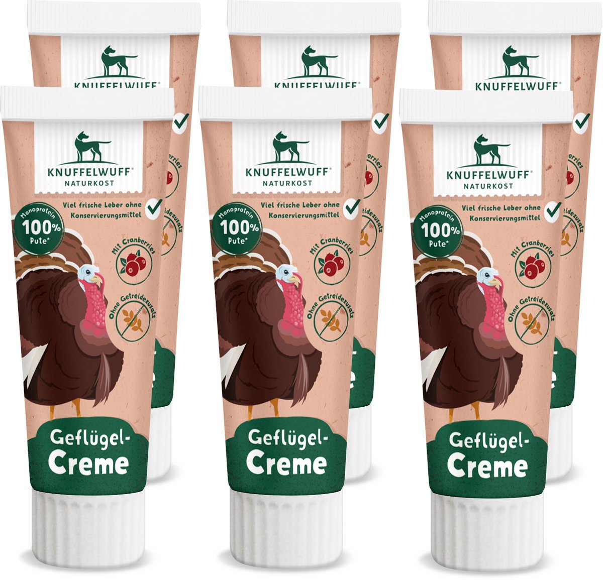 Knuffelwuff snackpasta kalkoencrème 6 stuks