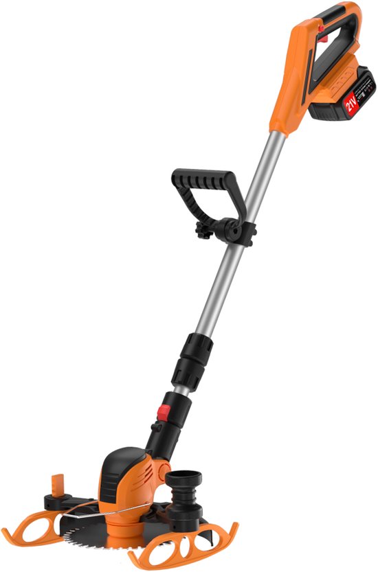 Draadloze Grastrimmer - Elektrische Bosmaaier en Kantenmaaier - 3 Soorten Messen - Verstelbare Maaikop 0-90° - Telescopische Steel 99,8-129,8 cm - 2x 3000mAh Accu - Voor Gazon, Randen en Tuinonderhoud — afbeelding 4