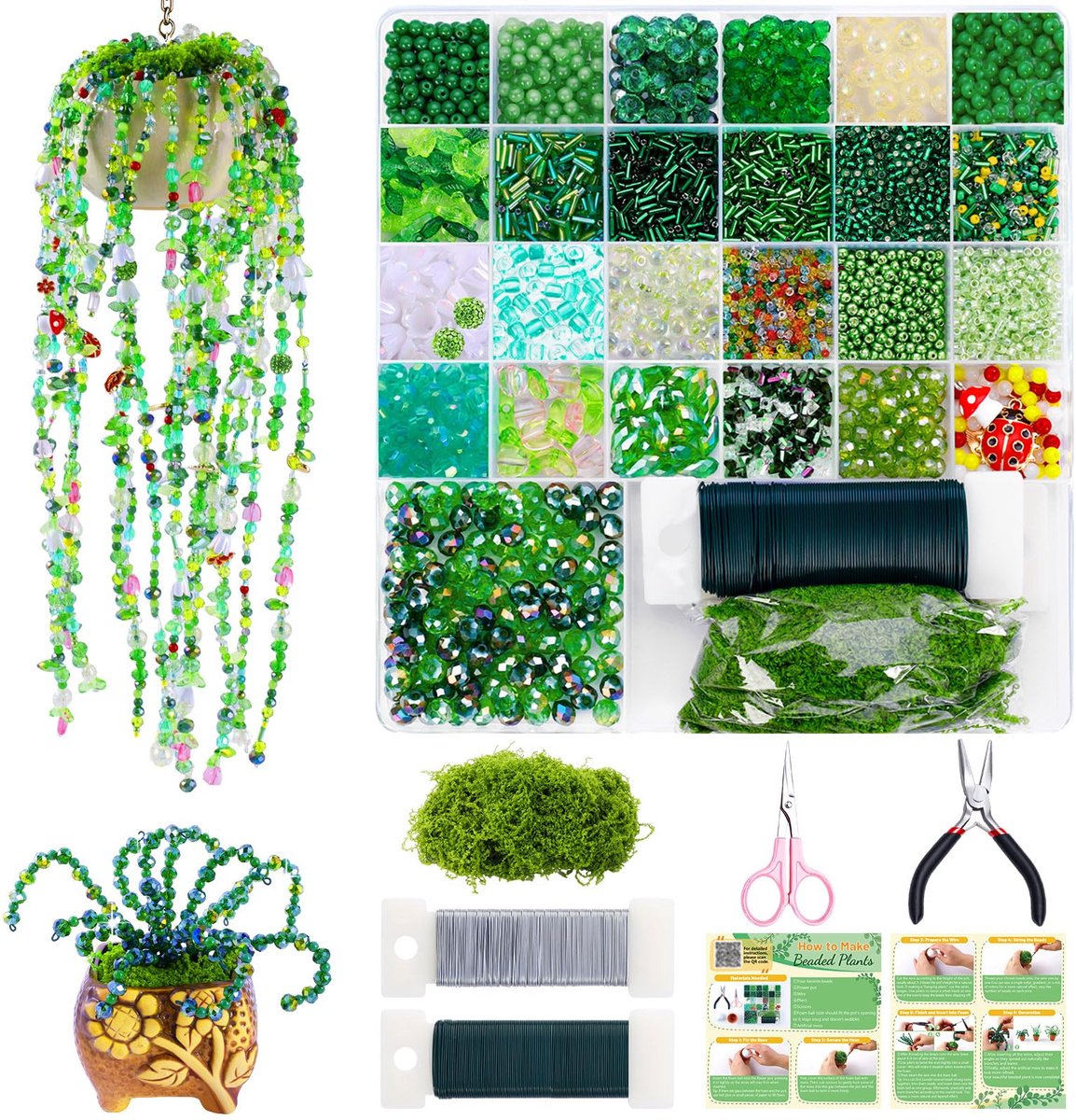 Casalora 3D Beaded Plant Kralenset DIY Kit - Forever Plant Kralenset - 2700 -delig , Bead Craft Plant Kralenset Embroidery Kit | 3D Plant Kralenset Themed Beadwork Set For Adults Beginners Enthusiasts Friends - Zonder geschenkdoos