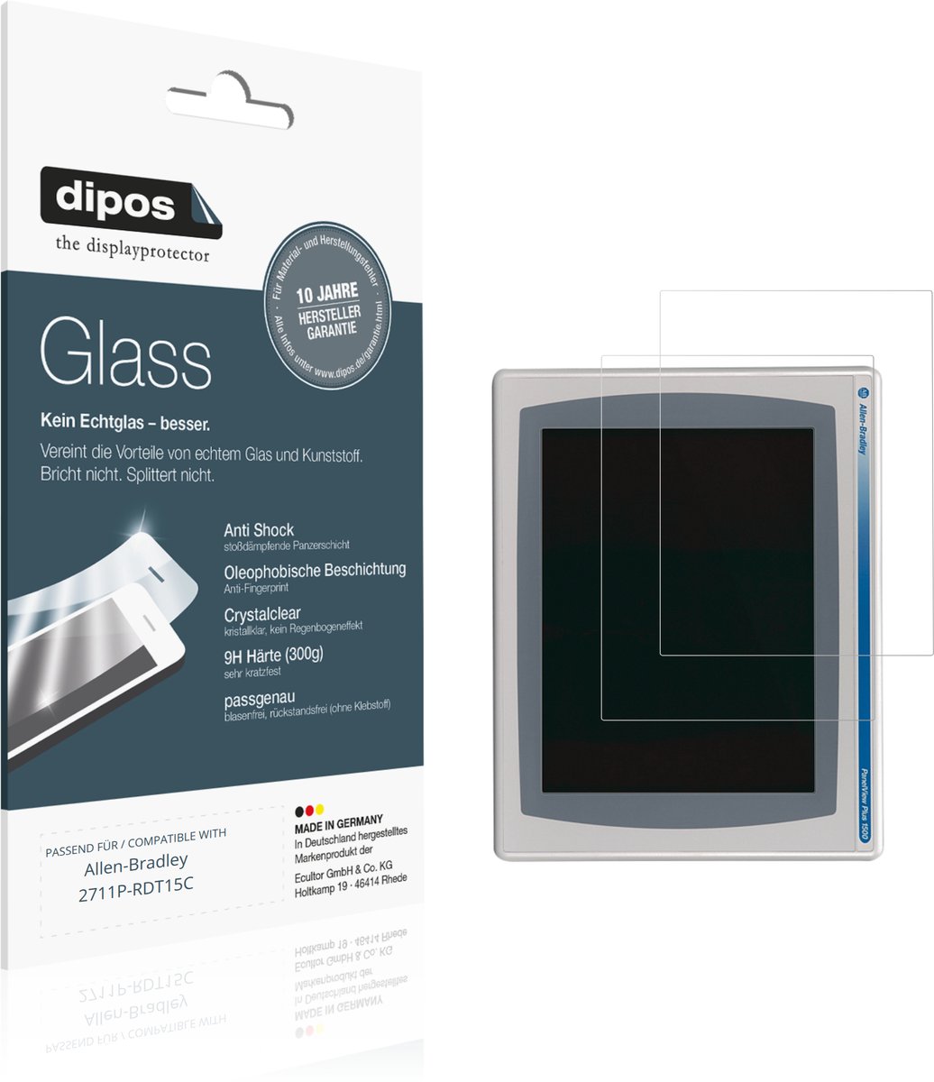 dipos – 2x Pantserfolie geschikt voor Allen-Bradley 2711P-RDT15C | 9H Screenprotector