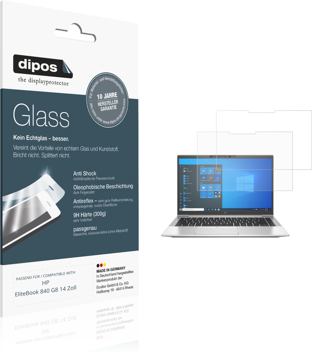 dipos – 2x Matte Pantserfolie geschikt voor HP EliteBook 840 G8 14 Zoll | 9H Screenprotector