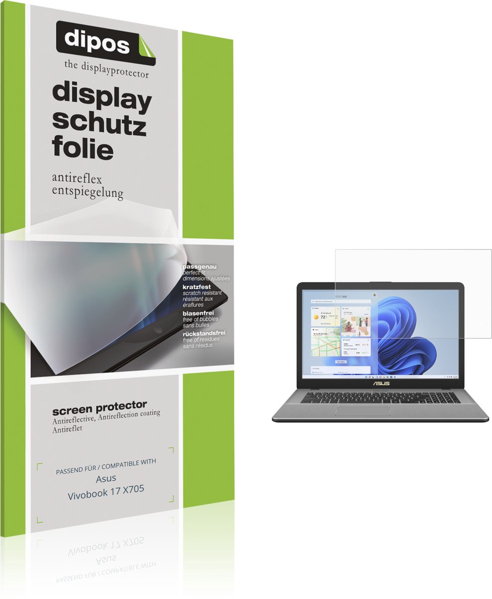 dipos – 2x Matte Beschermfolie geschikt voor Asus Vivobook 17 X705 | Krasbestendige & antireflecterende Screenprotector Ultra-Thin