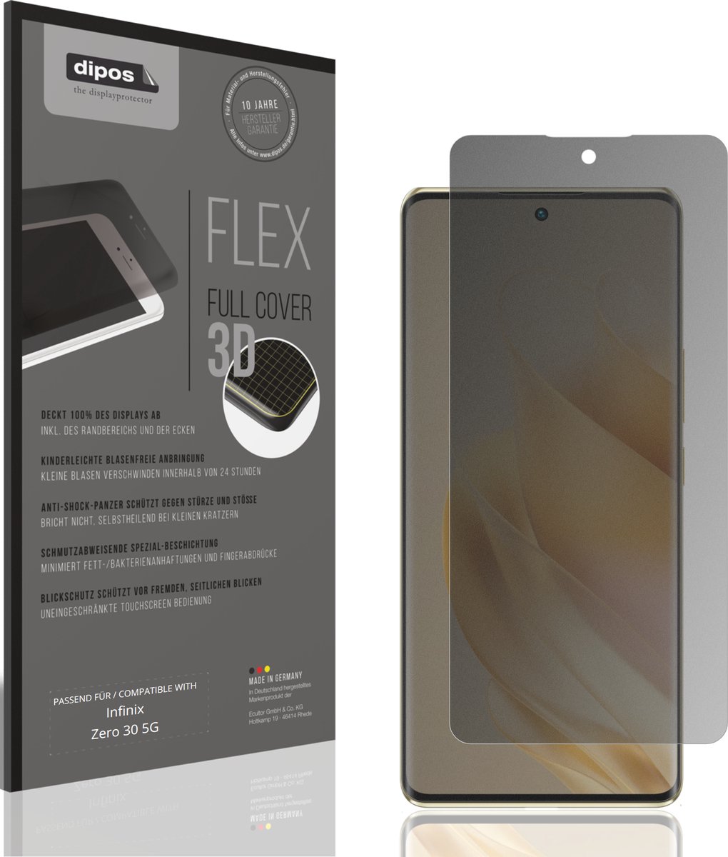 dipos FLEX – Matte Privacy Screenprotector geschikt voor Infinix Zero 30 5G | Volledige Schermbescherming | Case-Friendly