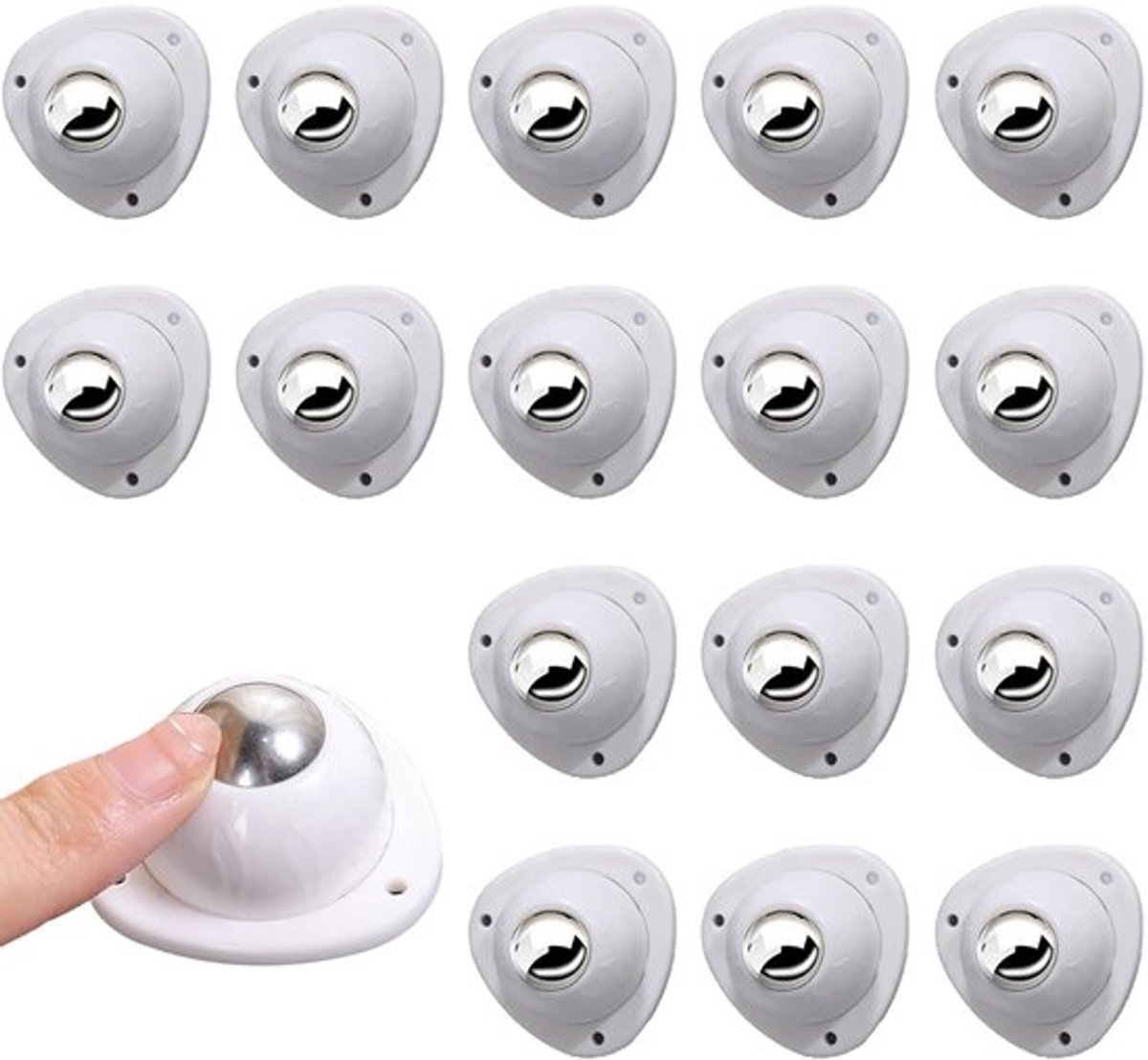 16 Stuks Meubelwielen met Bal voor Keukenapparatuur - Geluidsloze en Eenvoudige Installatie zonder Restanten