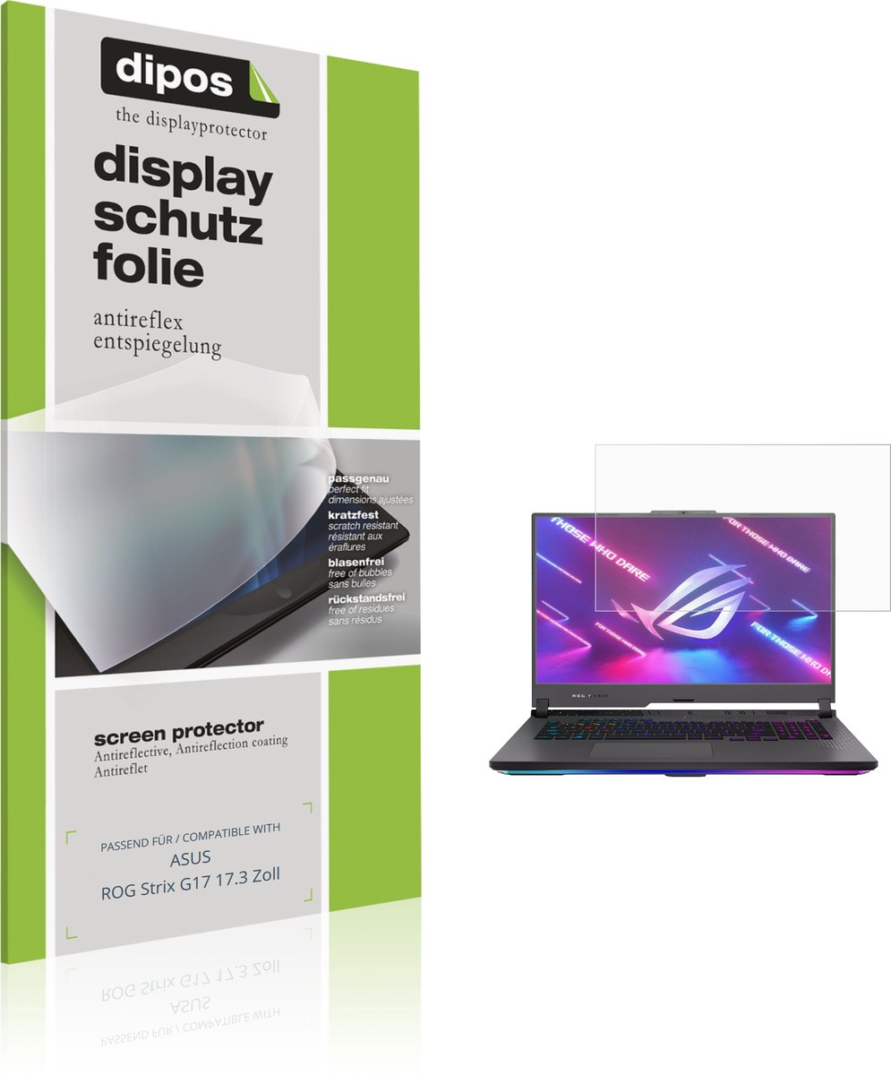dipos – 2x Matte Beschermfolie geschikt voor ASUS ROG Strix G17 17.3 Zoll | Krasbestendige & antireflecterende Screenprotector Ultra-Thin
