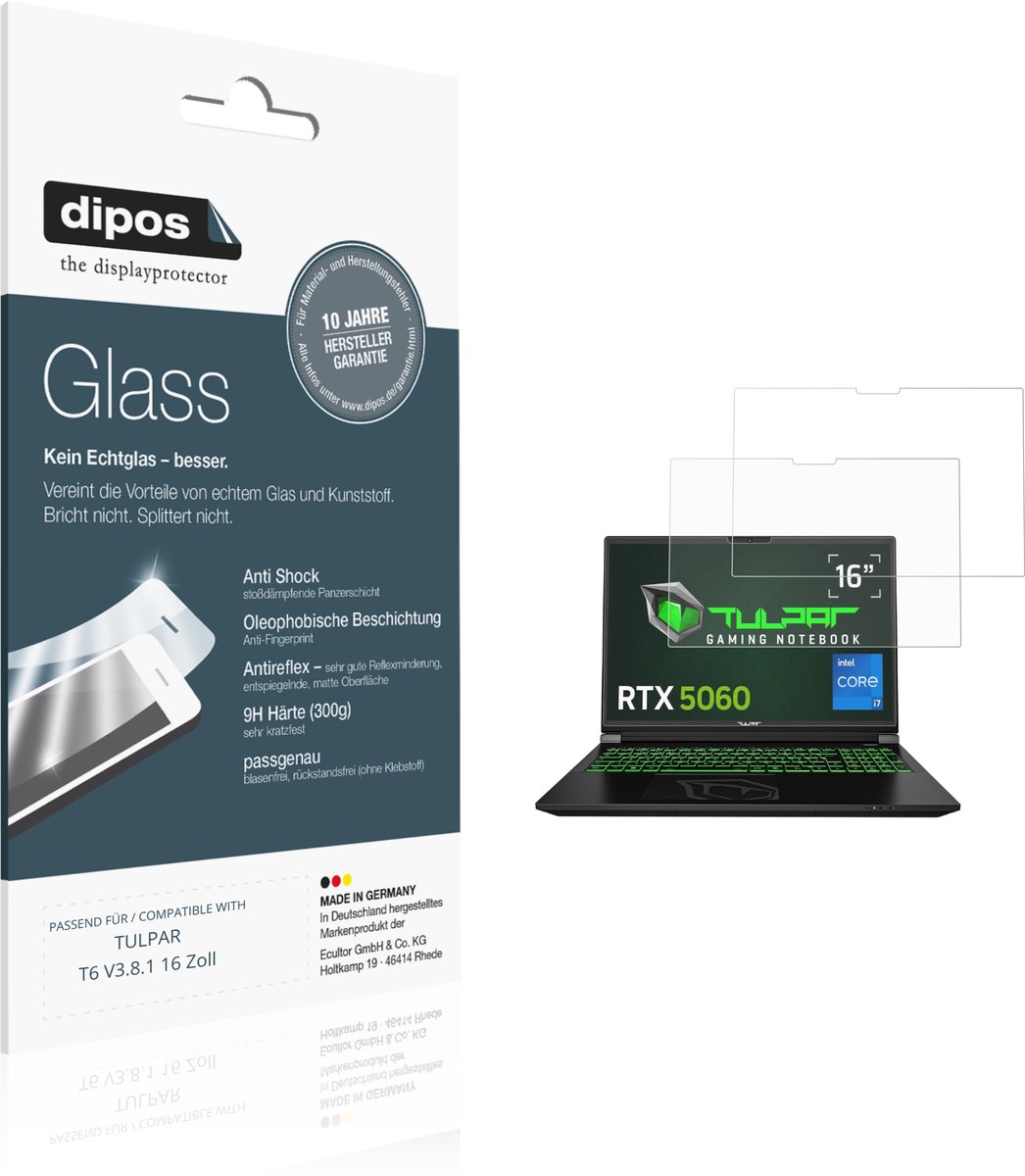 dipos – 2x Matte Pantserfolie geschikt voor TULPAR T6 V3.8.1 16 Zoll | 9H Screenprotector