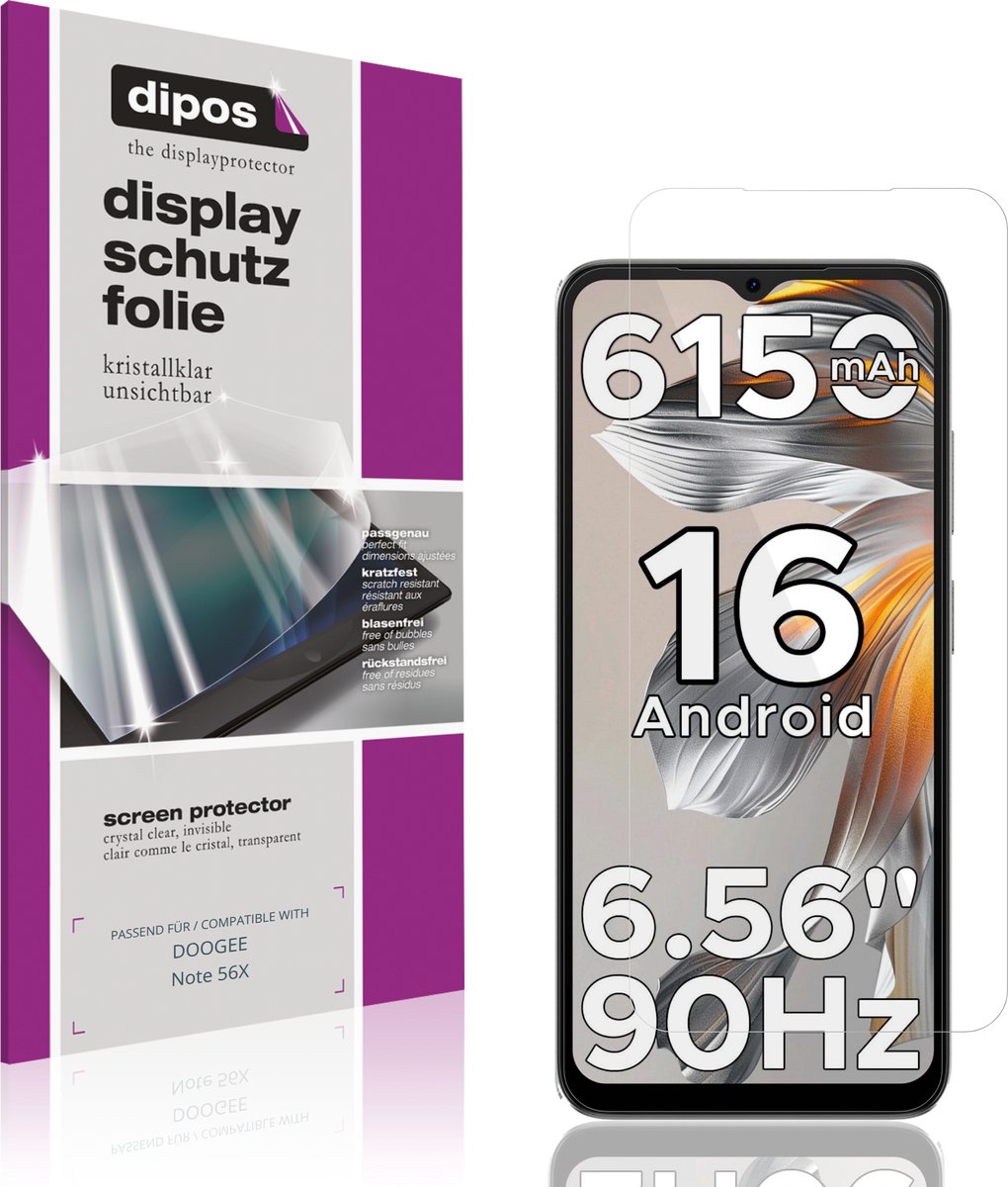 dipos – 4x Beschermfolie geschikt voor DOOGEE Note 56X | Krasbestendige & heldere Screenprotector Ultra-Thin