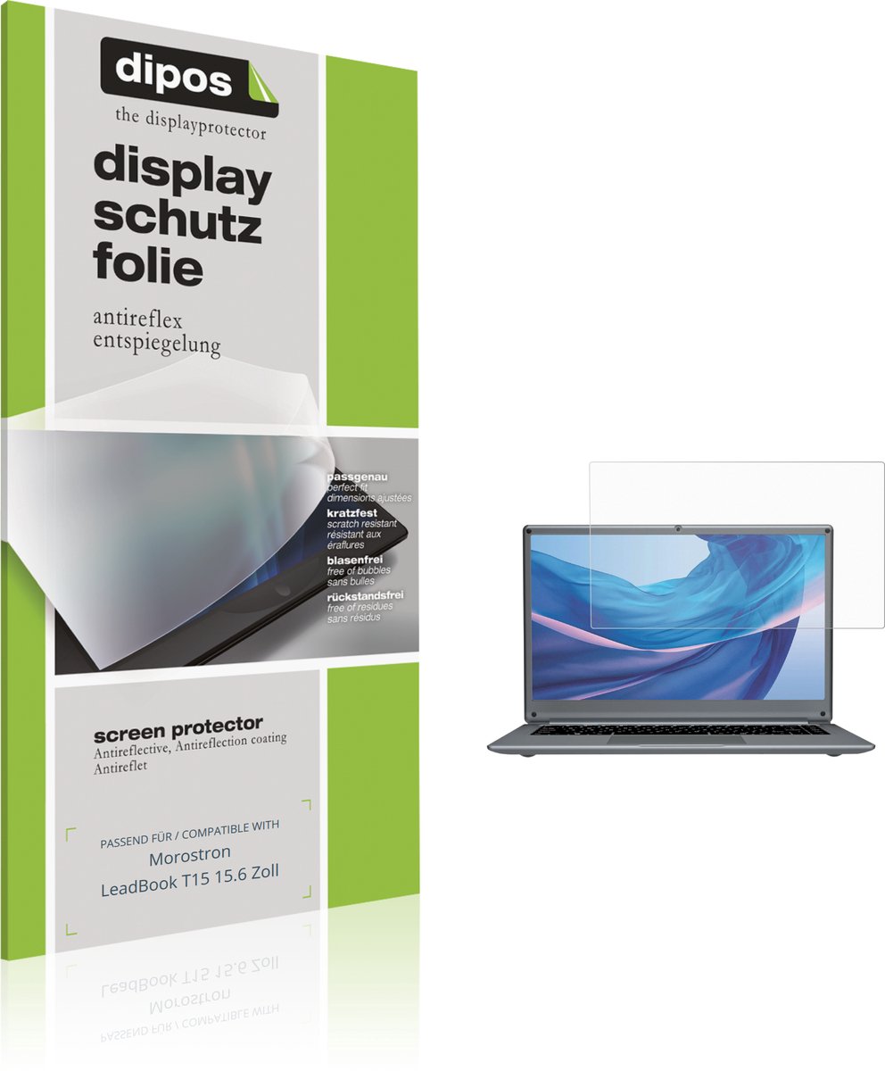 dipos – 2x Matte Beschermfolie geschikt voor Morostron LeadBook T15 15.6 Zoll | Krasbestendige & antireflecterende Screenprotector Ultra-Thin