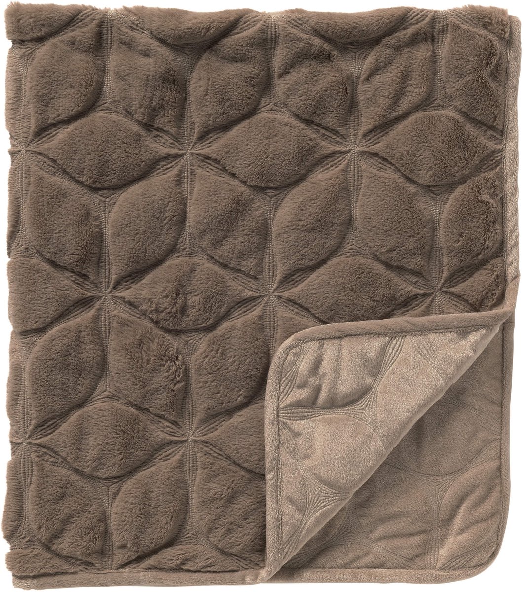 Dutch Decor - QUINTEN - bedsprei 240x260 cm - bontlook - gewatteerd bloemmotief - Driftwood - taupe