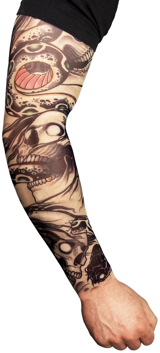 Biker Tattoo Skin Mouw - Carnaval Halloween Feest