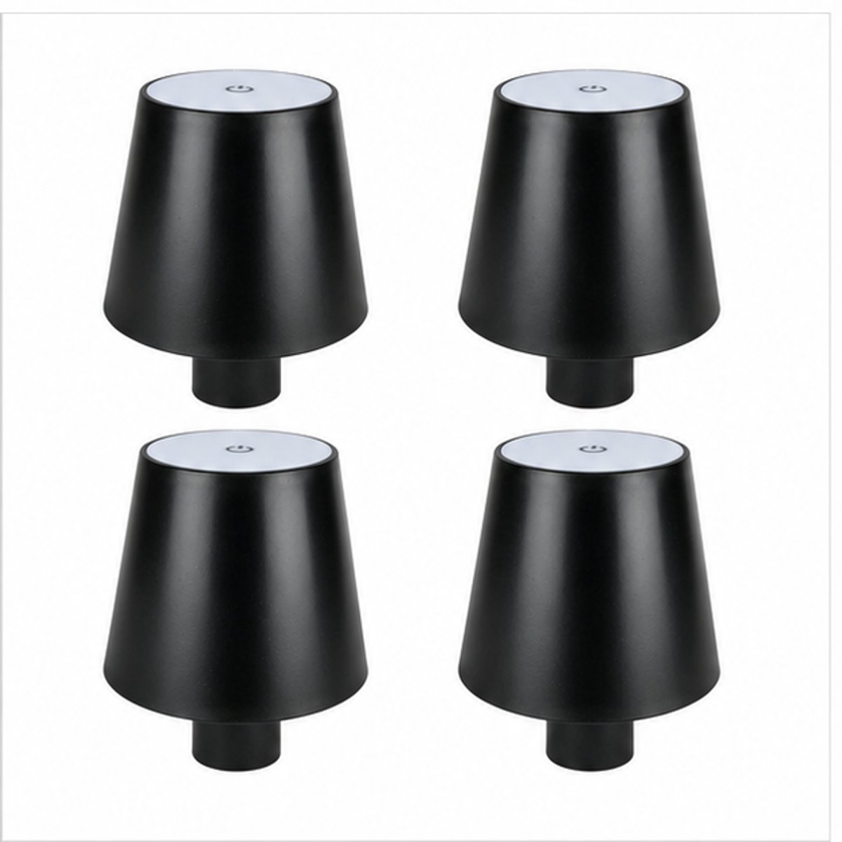 Flessenlamp zwart - draadloze tafellamp met touch dimmer - set van 4