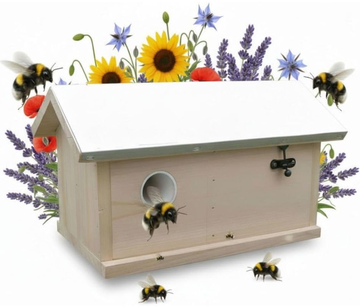 LNMsolutions® Insectenhotel - Insectenhotel Bouwpakket - Insectenhuis Vlinders - Wit/Beige - 17cm x 29cm x 16cm