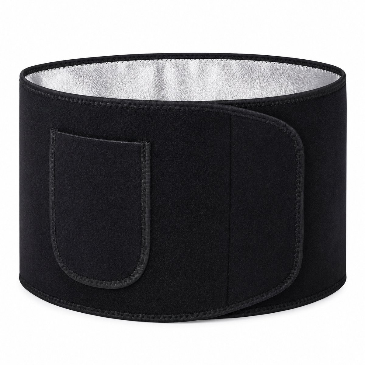 Gloovon Waist Trainer - Zweetband voor Afvallen - Buikband met Warmtereflecterende Laag - Taille Trainer voor Sport - Verstelbaar - Unisex - Maat LZwart - Zwart