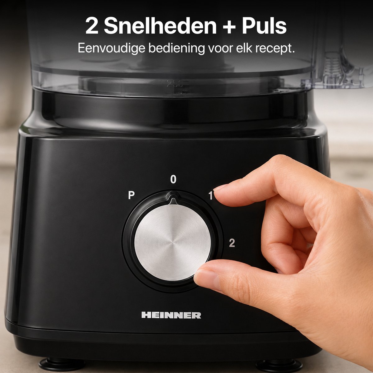 Heinner Foodprocessor met 1.2 liter Mengkom en 1.8 liter Blender - 750W - Keukenmachine Zwart thumbnail 4