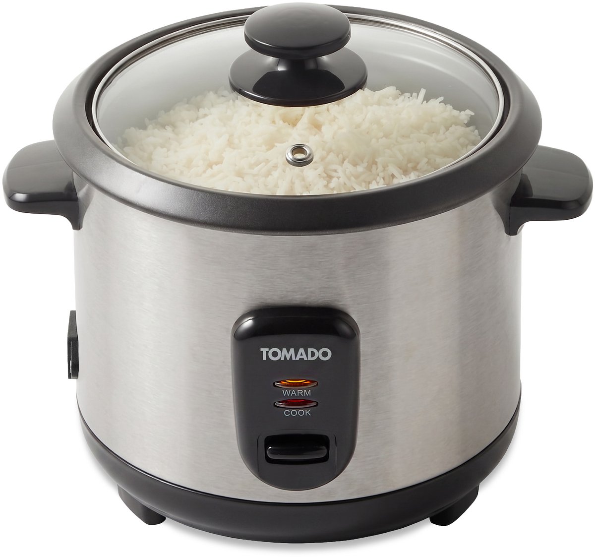 Bol.com Tomado TRC1001S - Rijstkoker - Inhoud 1 liter - Warmhoudfunctie - 5 porties - Anti aanbaklaag - Rice cooker - Rvs aanbieding