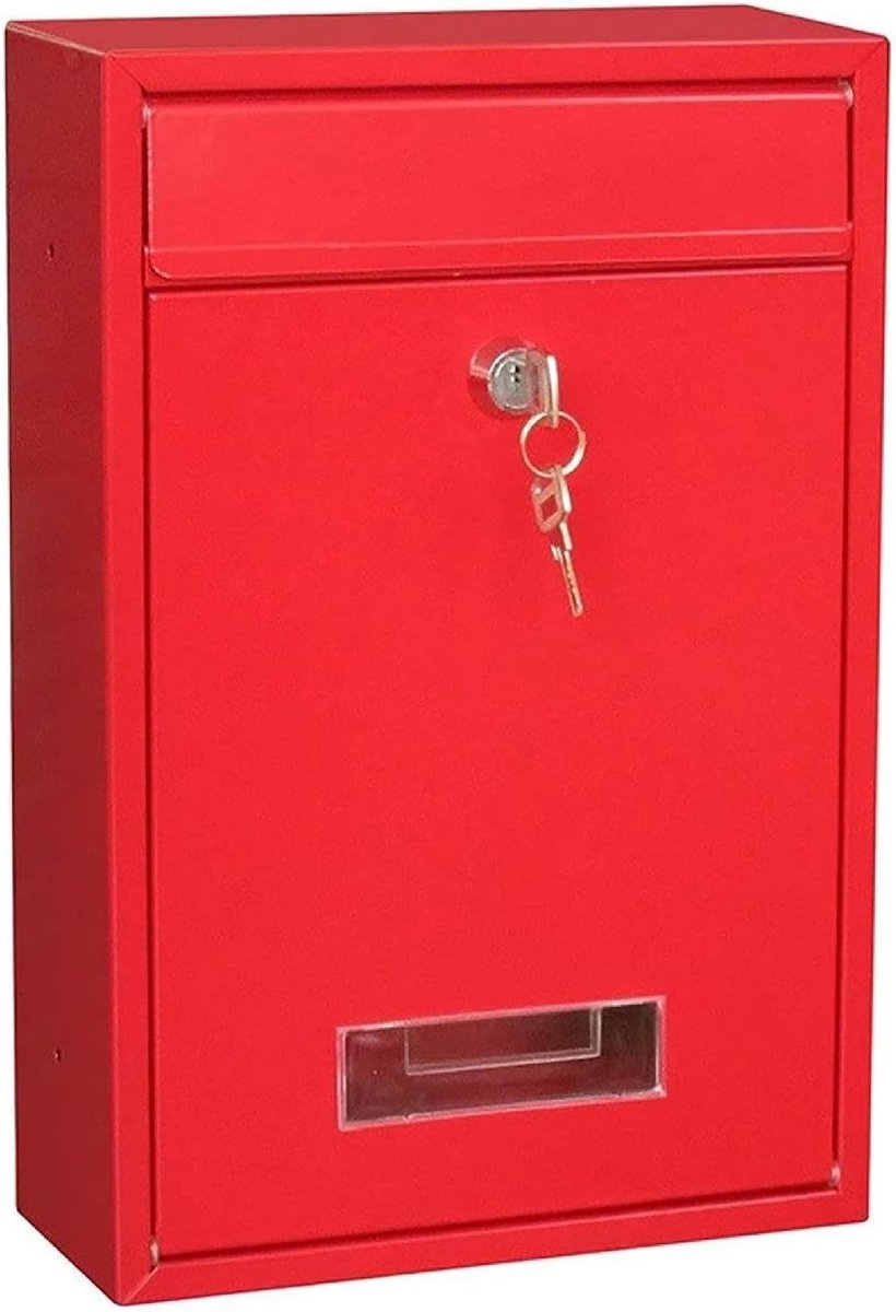 Brievenbus - Rood - 320 x 215 x 90 mm - Roestbestendige Plaat met Klapdeksel - Voor Thuisgebruik