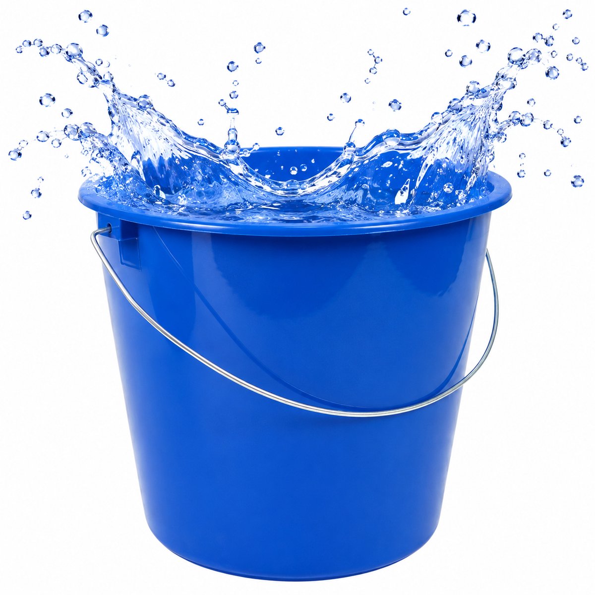 Blauwe Emmer 10 Liter – Kunststof Huishoudemmer met Metalen Hengsel – Ø 28 x 24 cm – Stevige Schoonmaakemmer voor Huishouden, Tuin, Klussen & Water – Blauw
