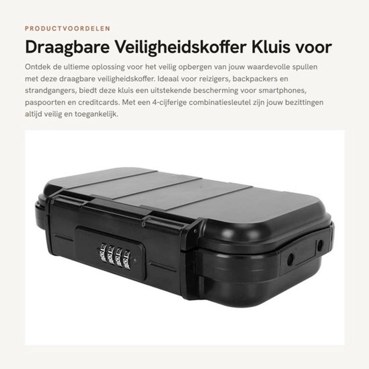 Veiligheidskoffer 4-cijferige Combinatieslot - Draagbare Kluis - Geldkluis - Smartphone/Paspoort/Documenten - Hoge Beveiliging met 10.000 Combinaties