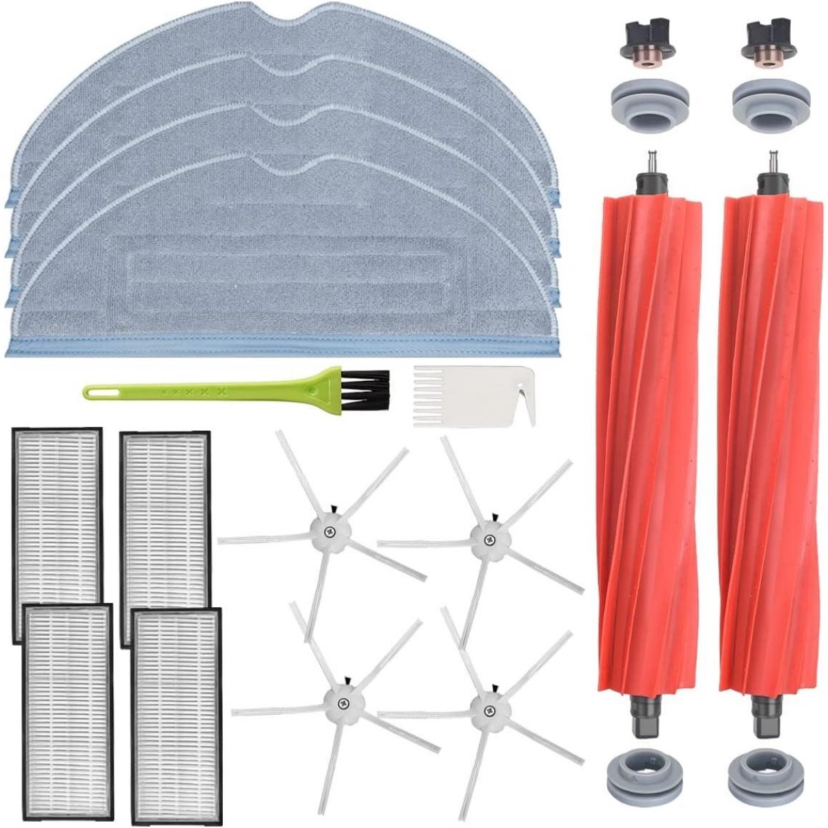 SSTRWGOOD 16-delige Accessoireset voor Robotstofzuiger - Vervangende Moppen, Borstels en Filters - Geschikt voor S7 MaxV, S7 Plus, S7 Max, S7 en S7 Pro - Incl. 4 Moppen, 2 Hoofdborstels, 4 Zijborstels, 4 Filters en 2 Reinigingsborstels