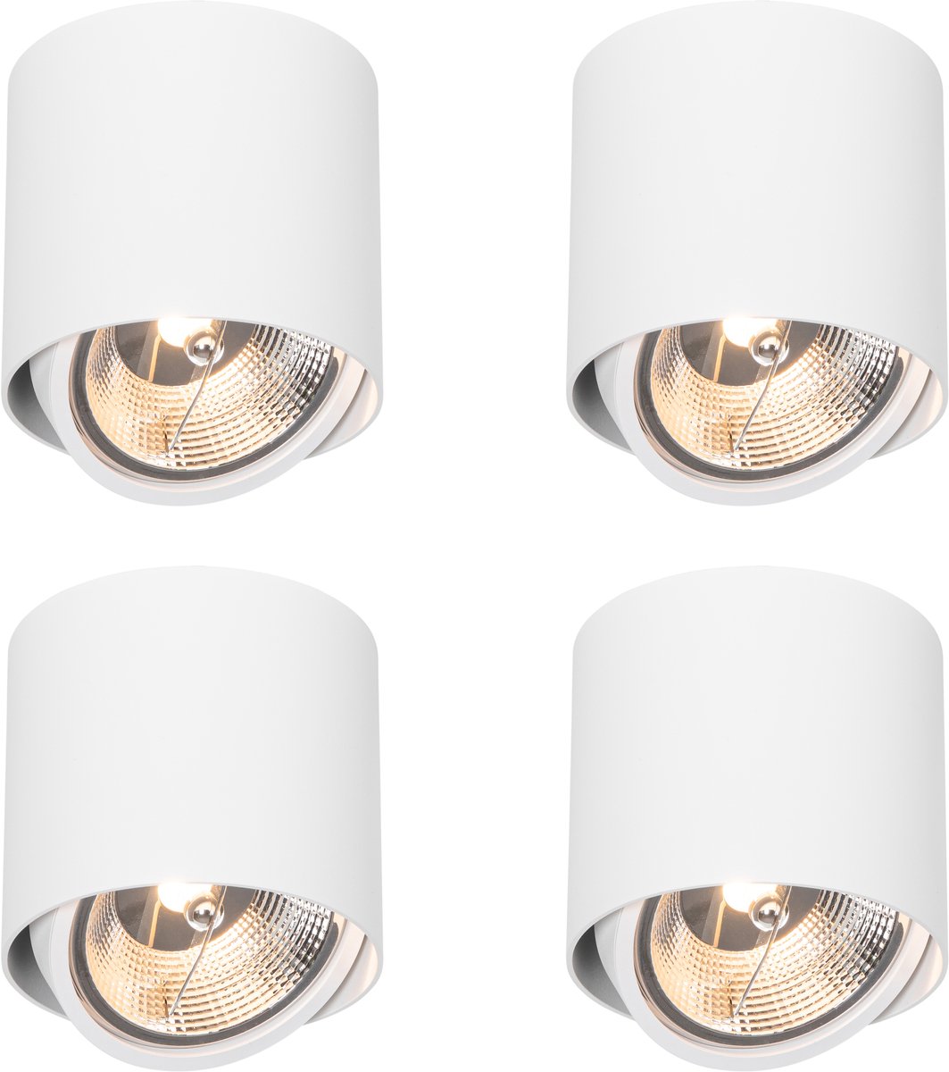 Qazqa verstelbare spot, opbouwspot, plafondspot - 105057 - , max. 50W, geschikt voor led, 13.2cm, ideaal als woonkamer, keuken en lamp, in set van 4.